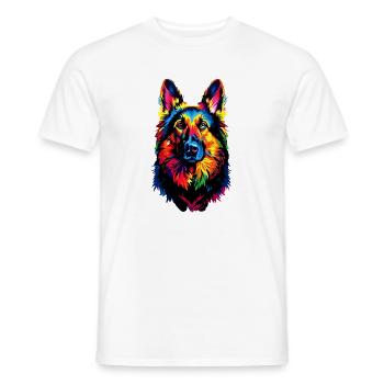 Berger Allemand Couleurs Vives Pop Art Chien Chiens De Berger - T-shirt homme - blanc - Devant - AI Model Male 178 dark (178cm)