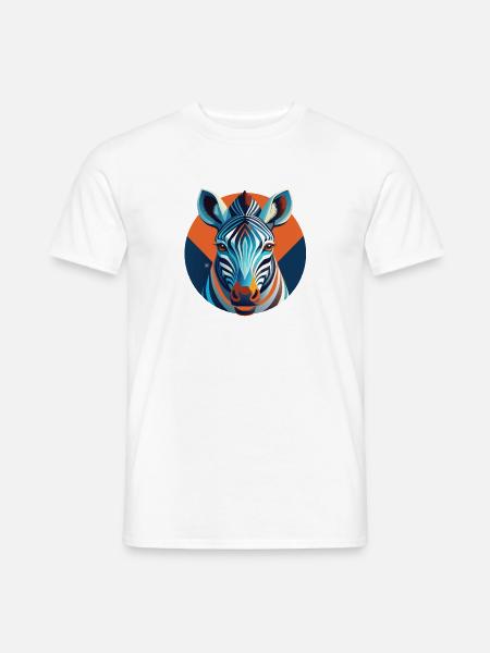 Chromatisches Zebra im geometrischen Kreis - Männer T-Shirt - Weiß