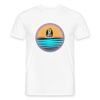 Penguins at Sunset Illustration - Men's T-Shirt - white - Front - AI Model Male 178 dark (178cm)