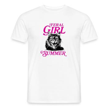 Feral Girl Summer Women Girls Cat Lover Summer - Men's T-Shirt - white - Front - AI Model Male 178 dark (178cm)