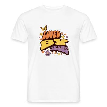 Liebe zu Jesus mit Blumen und Schmetterling - Männer T-Shirt - Weiß - Vorne - AI Model Male 178 dark (178cm)
