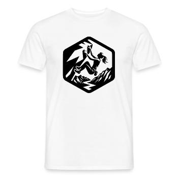 Girl Climbing Bouldering Logo Emblem Alps - Men's T-Shirt - white - Front - AI Model Male 178 dark (178cm)