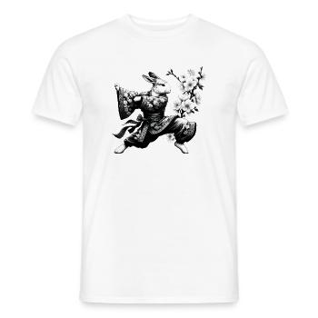 Lapin avec kimono en position de combat de kung-fu - T-shirt homme - blanc - Devant - AI Model Male 178 dark (178cm)