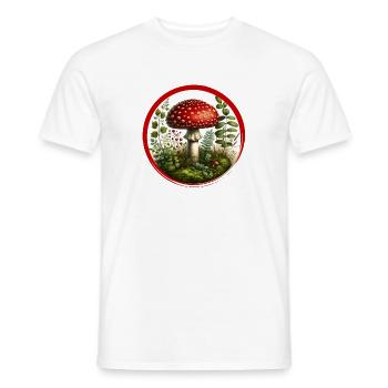 Detailreicher roter Fliegenpilz auf Waldboden - Männer T-Shirt - Weiß - Vorne - AI Model Male 178 dark (178cm)