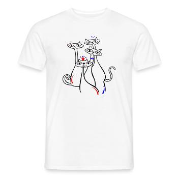Cats in Pose - Men's T-Shirt - white - Front - AI Model Male 178 dark (178cm)