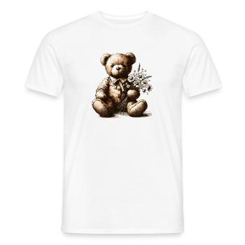 Teddy vintage avec des fleurs : une touche de nostalgie - T-shirt homme - blanc - Devant - AI Model Male 178 dark (178cm)