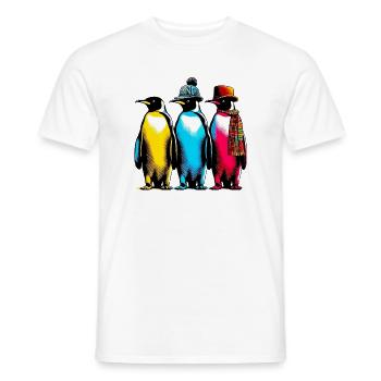 Pingouins pingouins avec chapeau et écharpe - T-shirt homme - blanc - Devant - AI Model Male 178 dark (178cm)