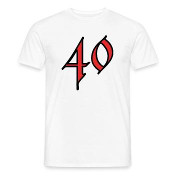 40. 40 YEARS. 40th ANNIVERSARY. 40 YEARS ANNIVERSARY. - Men's T-Shirt - white - Front - AI Model Male 178 dark (178cm)