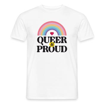 Mois de la fierté LGBT - Queer et fier - T-shirt homme - blanc - Devant - AI Model Male 178 dark (178cm)