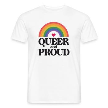 Mois de la fierté LGBT - Queer et fier - T-shirt homme - blanc - Devant - AI Model Male 178 dark (178cm)