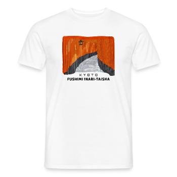 Kyoto, Red Torii, Fushimi Inari Taisha, Japan - Men's T-Shirt - white - Front - AI Model Male 178 dark (178cm)