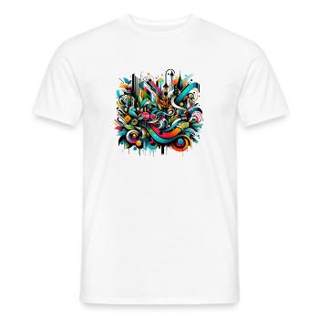 dynamische Graffiti-Illustration Urban Art - Männer T-Shirt - Weiß - Vorne - AI Model Male 178 dark (178cm)