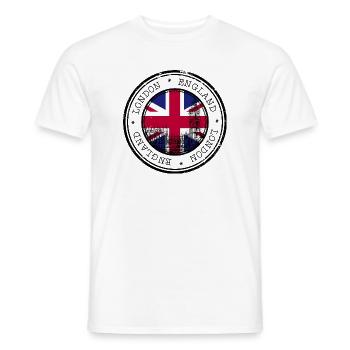 Insigne rond du drapeau de Londres - T-shirt homme - blanc - Devant - AI Model Male 178 dark (178cm)