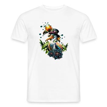 Funny pelican with steampunk hat - Men's T-Shirt - white - Front - AI Model Male 178 dark (178cm)