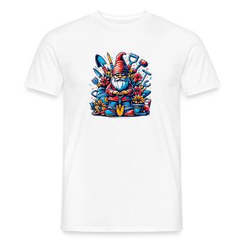Nain de jardin coloré et sinistre avec des fleurs et des outils - T-shirt homme - blanc - Devant - AI Model Male 178 dark (178cm)