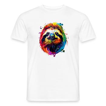 Faultier Bunte Farben Pop Art Faulpelz Faultiere - Männer T-Shirt - Weiß - Vorne - AI Model Male 178 dark (178cm)