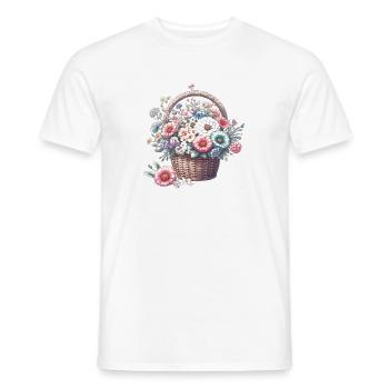 Panier somptueusement rempli de fleurs pastel - T-shirt homme - blanc - Devant - AI Model Male 178 dark (178cm)