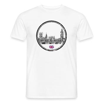 Winziger Union Jack-Akzent auf Schwarz - Männer T-Shirt - Weiß - Vorne - AI Model Male 178 dark (178cm)