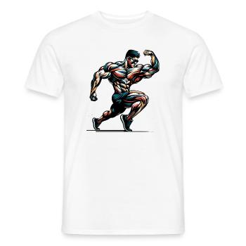 Bodybuilder musclé en pose pour la salle de sport - T-shirt homme - blanc - Devant - AI Model Male 178 dark (178cm)