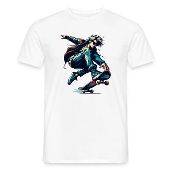 Vivid colorful motif of a skater - Men's T-Shirt - white - Front - AI Model Male 178 dark (178cm)