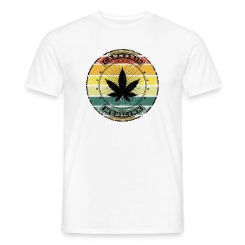 Retro Weed - Feuille de Cannabis Vintage - T-shirt homme - blanc - Devant - AI Model Male 178 dark (178cm)