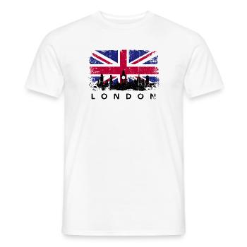 Silhouette de l’Union Jack Skyline - T-shirt homme - blanc - Devant - AI Model Male 178 dark (178cm)