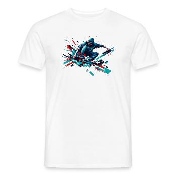 Vivid colorful motif of a skater - Men's T-Shirt - white - Front - AI Model Male 178 dark (178cm)