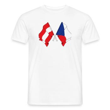 Drapeau Autriche, drapeau République tchèque - T-shirt homme - blanc - Devant - AI Model Male 178 dark (178cm)