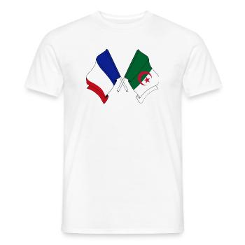Drapeau de la France, drapeau de l’Algérie - T-shirt homme - blanc - Devant - AI Model Male 178 dark (178cm)