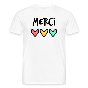 MERCI. MAÎTRESSE. MAÎTRE. MERCI MAÎTRESSE - T-shirt homme - blanc - Devant - AI Model Male 178 dark (178cm)