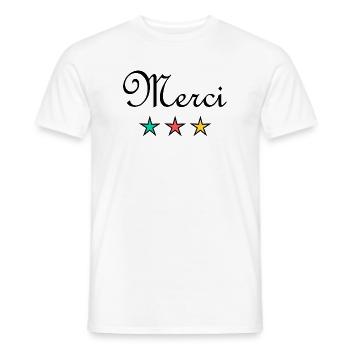 MERCI. MAÎTRESSE. MAÎTRE. MERCI MAÎTRESSE - T-shirt homme - blanc - Devant - AI Model Male 178 dark (178cm)