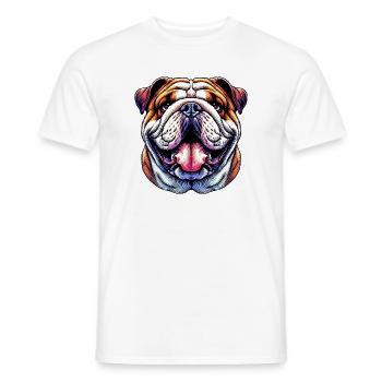 English Bulldog Dog - Men's T-Shirt - white - Front - AI Model Male 178 dark (178cm)
