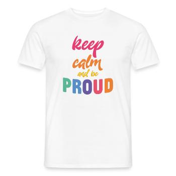 LGBT Pride Month - Ruhe bewahren und stolz sein - Männer T-Shirt - Weiß - Vorne - AI Model Male 178 dark (178cm)