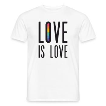 Mois de la fierté LGBT - Love is Love - T-shirt homme - blanc - Devant - AI Model Male 178 dark (178cm)