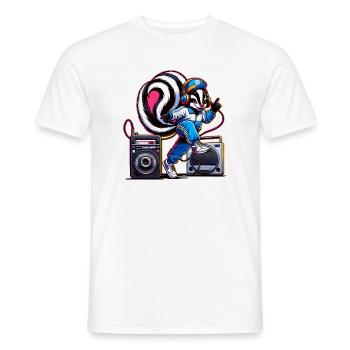 Personnage de mouffette élégant en tenue hip-hop - T-shirt homme - blanc - Devant - AI Model Male 178 dark (178cm)