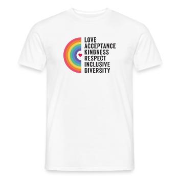 Mois de la fierté LGBT - Amour. Acceptation. Bonté. - T-shirt homme - blanc - Devant - AI Model Male 178 dark (178cm)