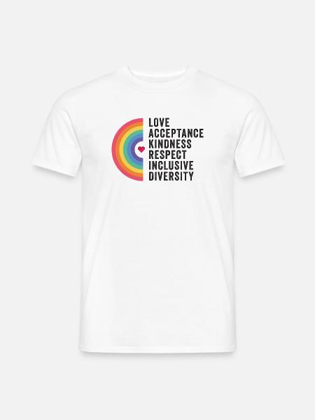 LGBT Pride Month - Liebe. Akzeptanz. Freundlichkeit. - Männer T-Shirt - Weiß