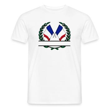 Drapeaux France couronne de laurier bannière - T-shirt homme - blanc - Devant - AI Model Male 178 dark (178cm)
