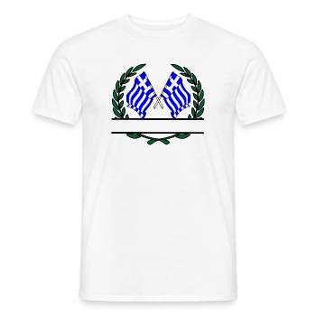 Flags Greece laurel wreath banner - Men's T-Shirt - white - Front - AI Model Male 178 dark (178cm)