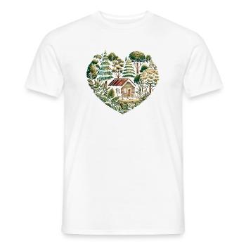 Vivre près de la nature avec une petite maison en forêt - T-shirt homme - blanc - Devant - AI Model Male 178 dark (178cm)