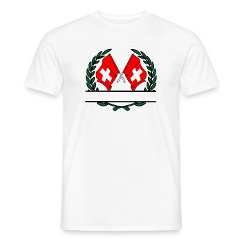 Drapeaux Suisse couronne de laurier bannière - T-shirt homme - blanc - Devant - AI Model Male 178 dark (178cm)
