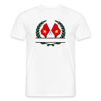 Drapeaux Vietnam bannière couronne de laurier - T-shirt homme - blanc - Devant - AI Model Male 178 dark (178cm)