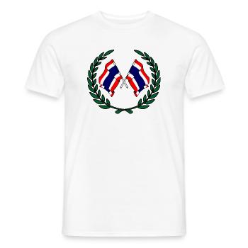 Drapeaux de la Thaïlande en couronne de laurier - T-shirt homme - blanc - Devant - AI Model Male 178 dark (178cm)