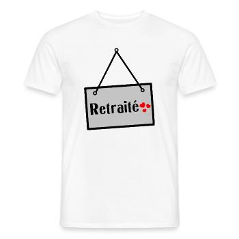 RETRAITE. RETRAITE. RETRAITEE. BONNE RETRAITE - T-shirt homme - blanc - Devant - AI Model Male 178 dark (178cm)