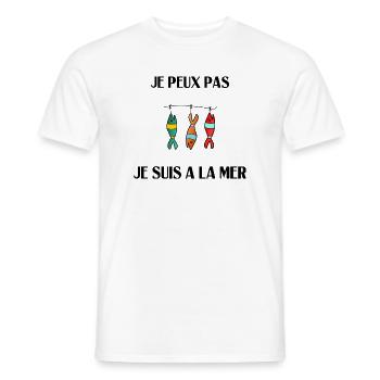 I CAN'T I AM AT THE SEA - Men's T-Shirt - white - Front - AI Model Male 178 dark (178cm)