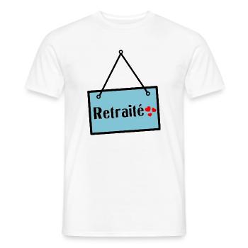 RETIREMENT. RETIREMENT. RETIRED - Men's T-Shirt - white - Front - AI Model Male 178 dark (178cm)