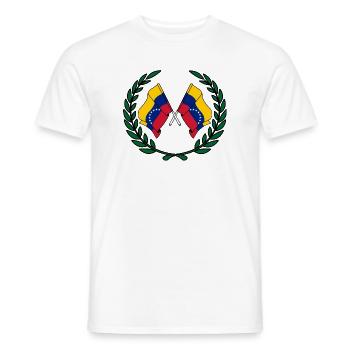 Flags Venezuela in laurel wreath - Men's T-Shirt - white - Front - AI Model Male 178 dark (178cm)