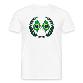 Flaggen Brasilien im Lorbeerkranz - Männer T-Shirt - Weiß - Vorne - AI Model Male 178 dark (178cm)