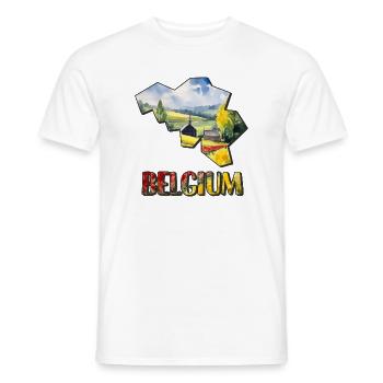 Watercolor Map of Belgium - Men's T-Shirt - white - Front - AI Model Male 178 dark (178cm)