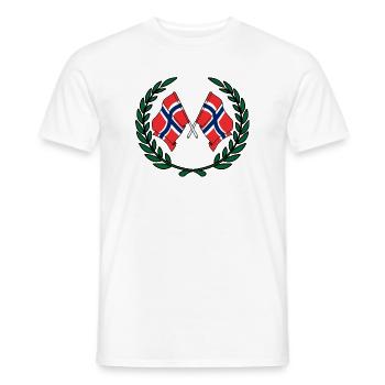Drapeaux de la Norvège en couronne de laurier - T-shirt homme - blanc - Devant - AI Model Male 178 dark (178cm)